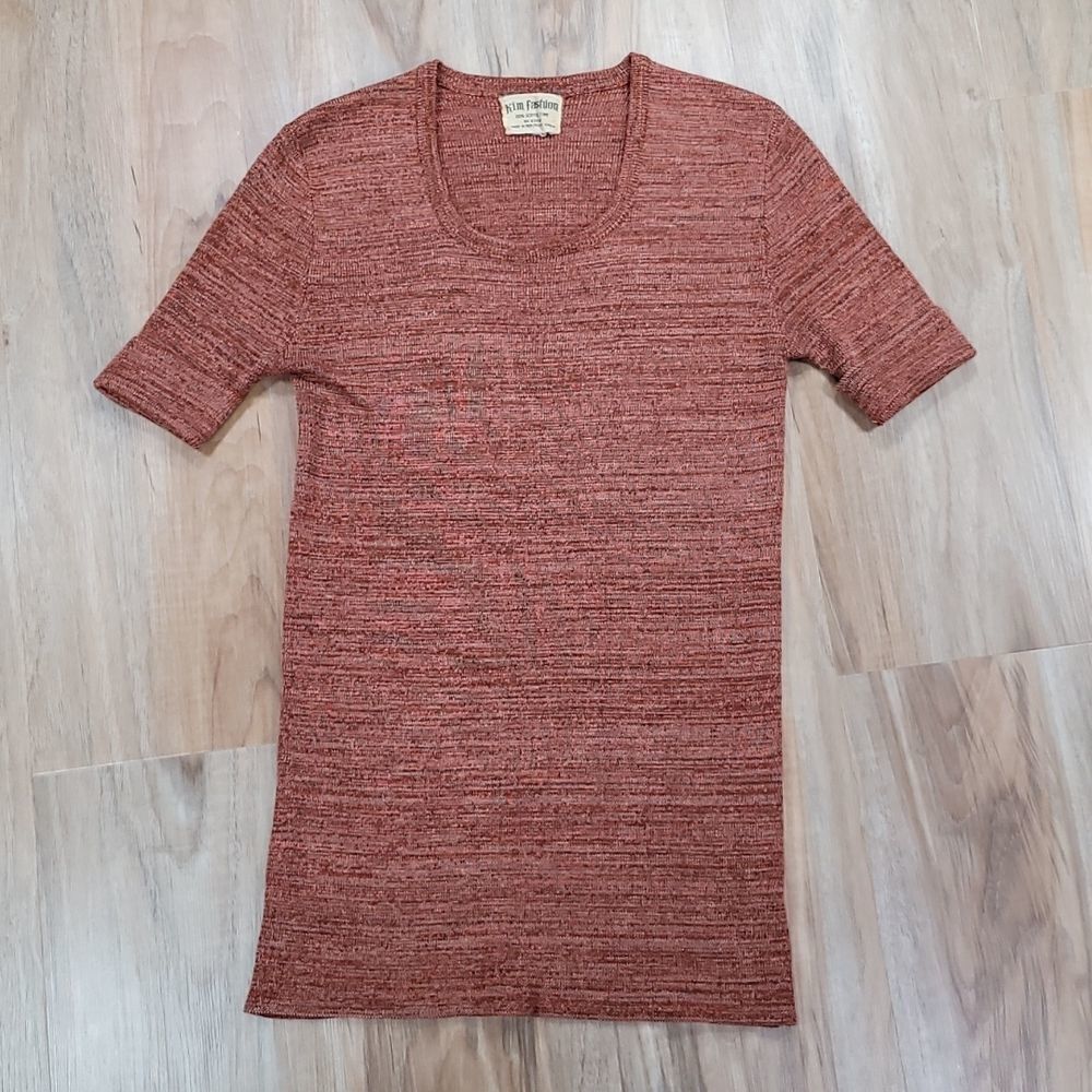 🔺️Kim Fashion Rust Brown Lightweight Cuffed Elbow Sleeve Sweater Small